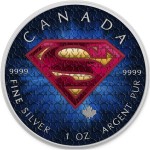Canada SUPERMAN SUIT TEXTURE Canadian Maple Leaf $5 Silver Coin 2016 High relief of S-logo 1 oz